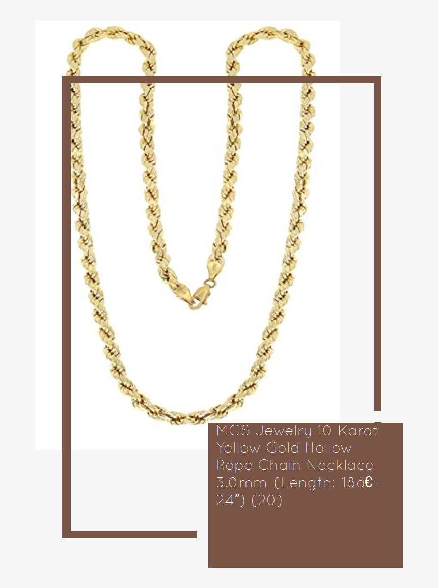 Mcs Jewelry 10 Karat Yellow Gold Hollow Rope Chain - Necklace, HD Png Download, Free Download