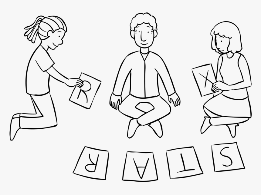 Three People Playing Four-letter Word - Line Art, HD Png Download, Free Download