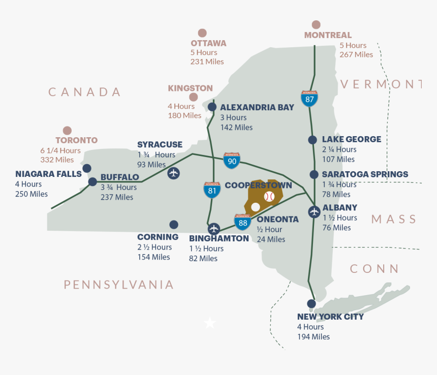 Map Of Otsego County, New York - Cooperstown Ny Map, HD Png Download, Free Download