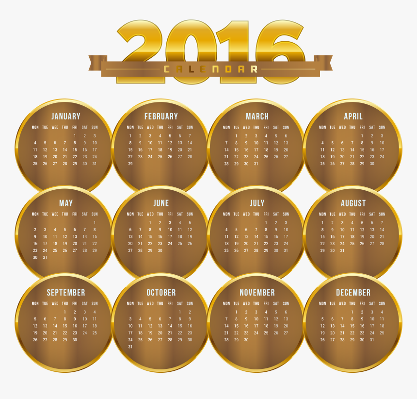 Gold 2016 Png - Gold Calendar Gold Png, Transparent Png, Free Download