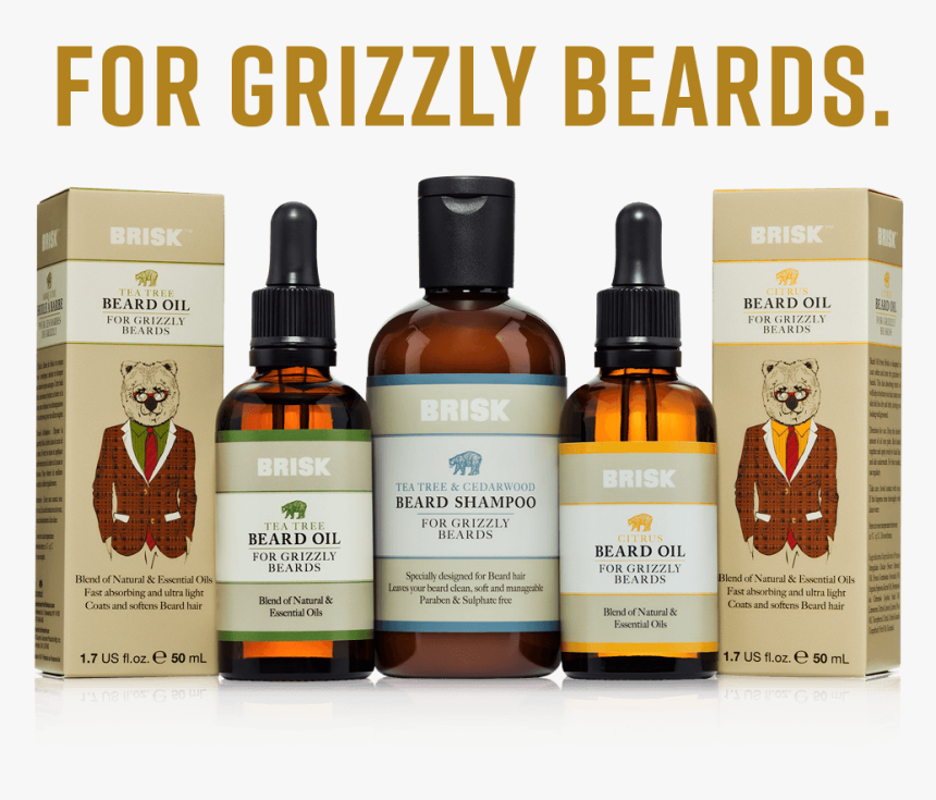 Brisk Range - Grizzly Bear Beard Oil, HD Png Download, Free Download