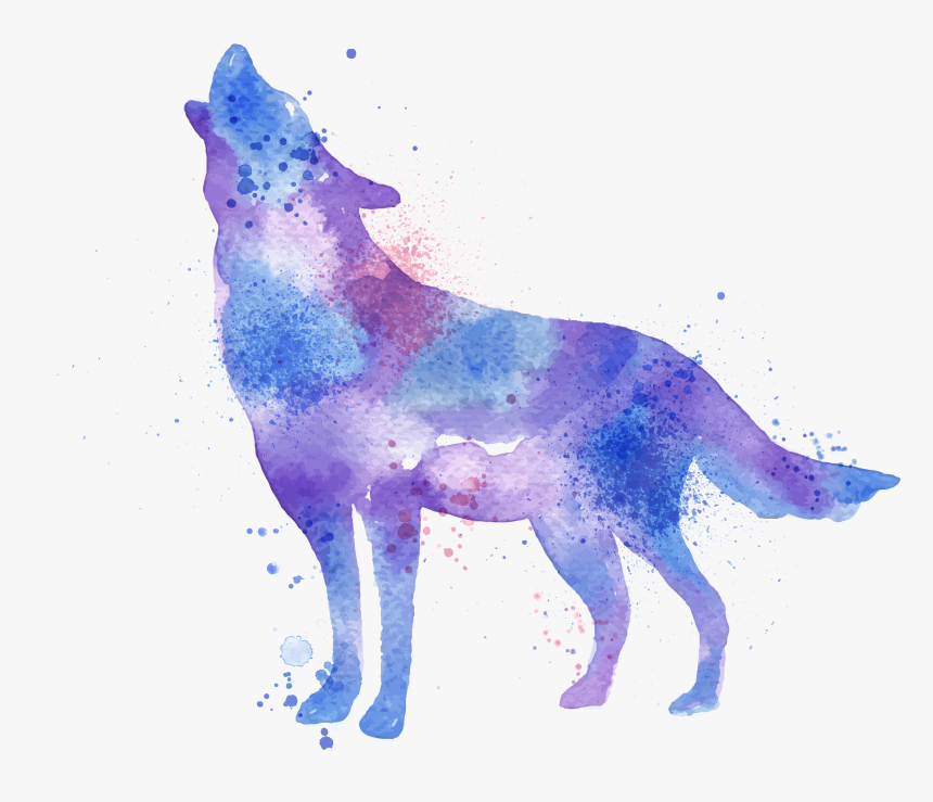 Gray Wolf Watercolor Painting Printmaking Printing, HD Png Download, Free Download