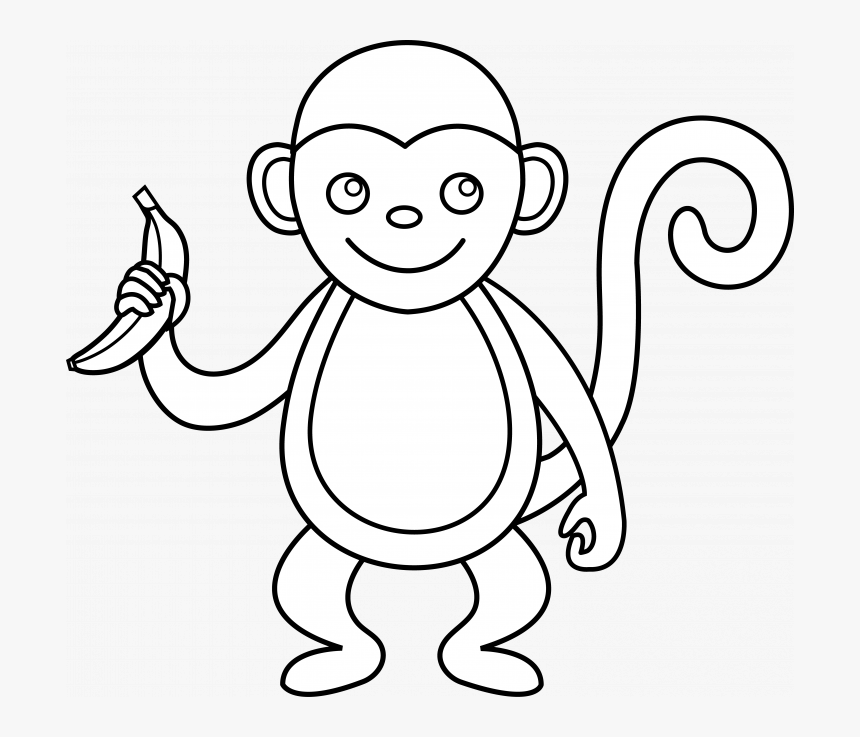Medium Size Of How To Draw A Cartoon Monkey Head Swinging - Cartoon Monkey Outline, HD Png Download, Free Download