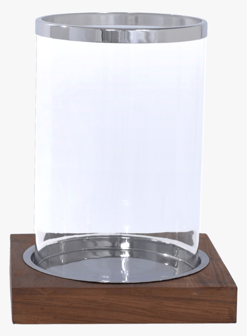 Wood Base Glass Cylinder Candle Holder - Display Case, HD Png Download, Free Download