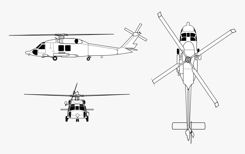 Hh-60j Orthographical Image - Uh 60 Seahawk Drawing, HD Png Download, Free Download