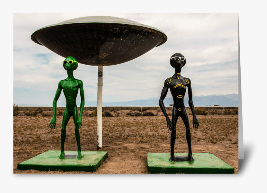 Aliens At Ufo Watchtower Greeting Card - Bronze Sculpture, HD Png Download, Free Download