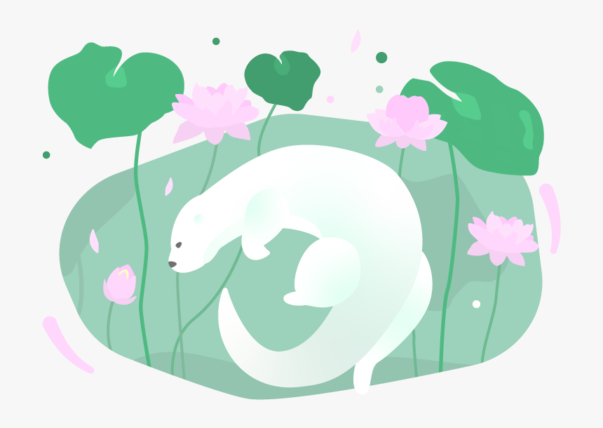 Otter Nature Water Lotus Flower Otter Practice Illustration - Illustration, HD Png Download, Free Download