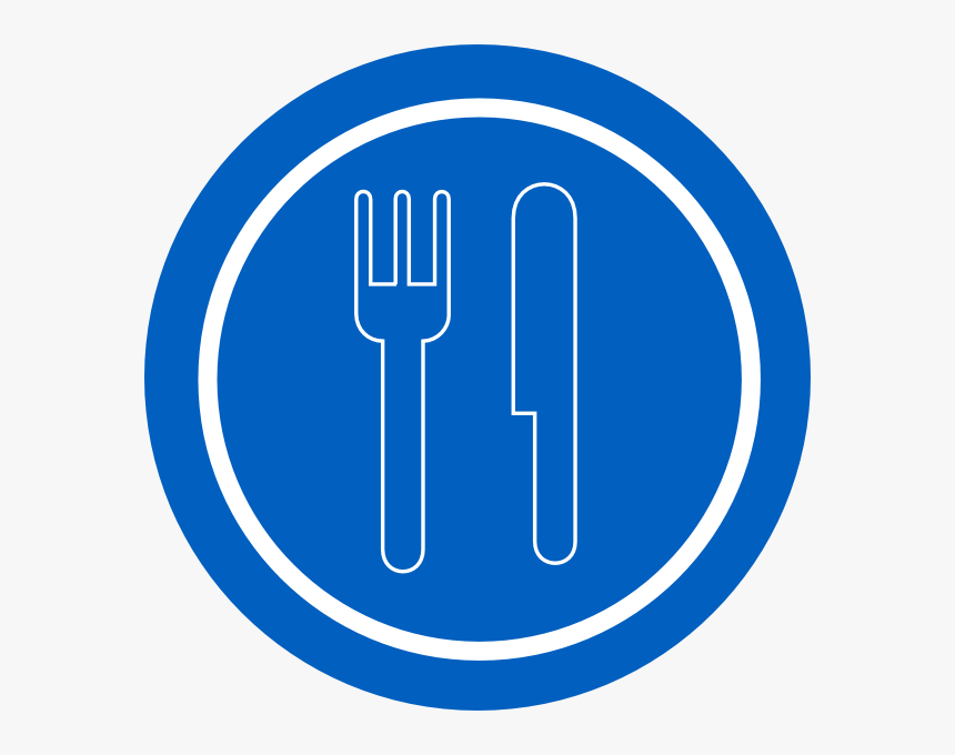 Blue Plate With Outline Knife And Fork Icon Png, Transparent Png, Free Download