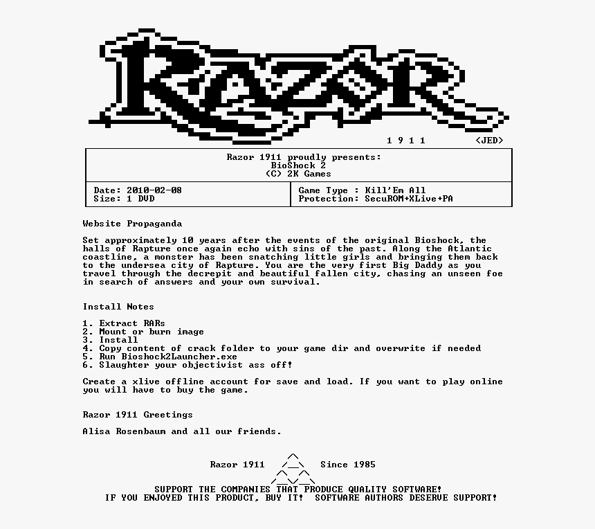 Razor 1911 Game Notes, HD Png Download, Free Download