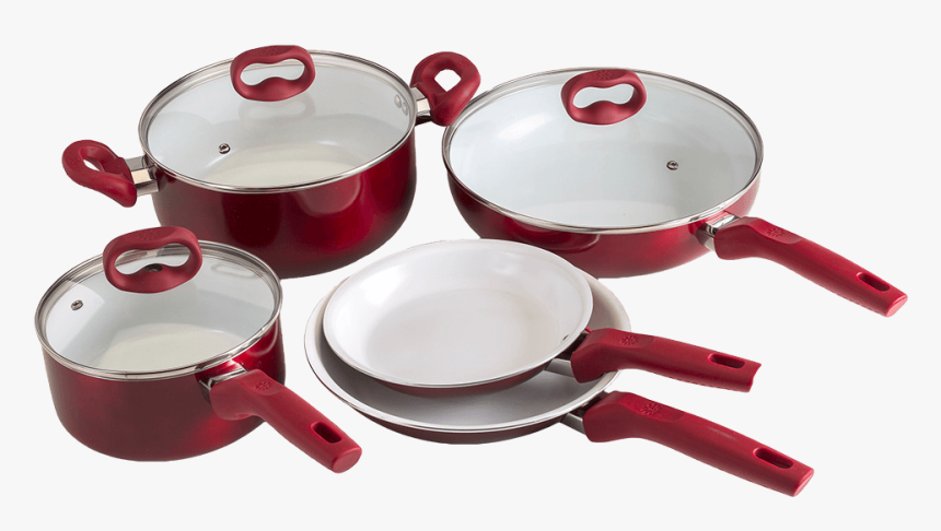 Red And White Pot And Pan Cookware Set - Cookware And Bakeware, HD Png Download, Free Download