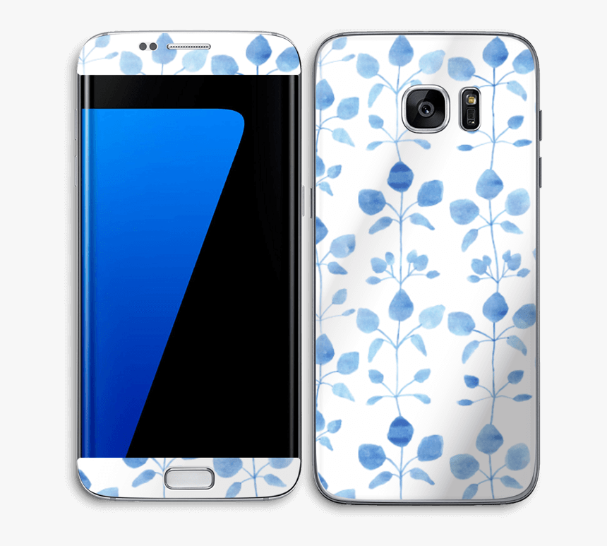 Flores Azules Vinilo Galaxy S7 Edge - Smartphone, HD Png Download, Free Download