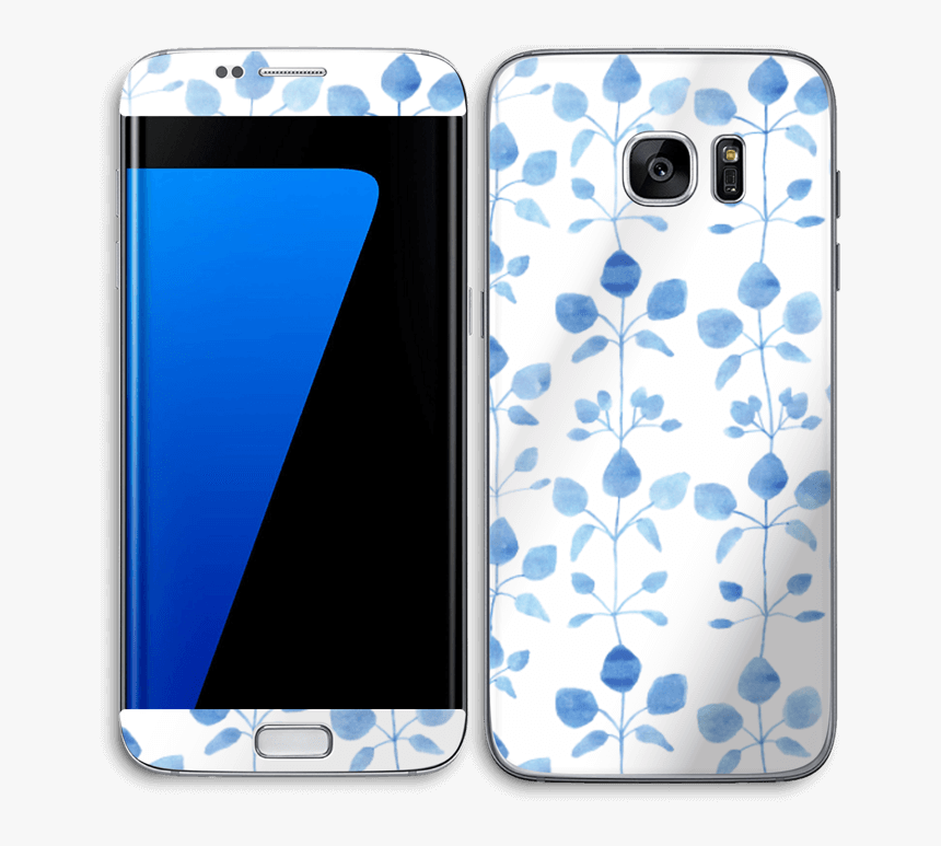 Flores Azules Vinilo Galaxy S7 Edge Smartphone Hd Png Download