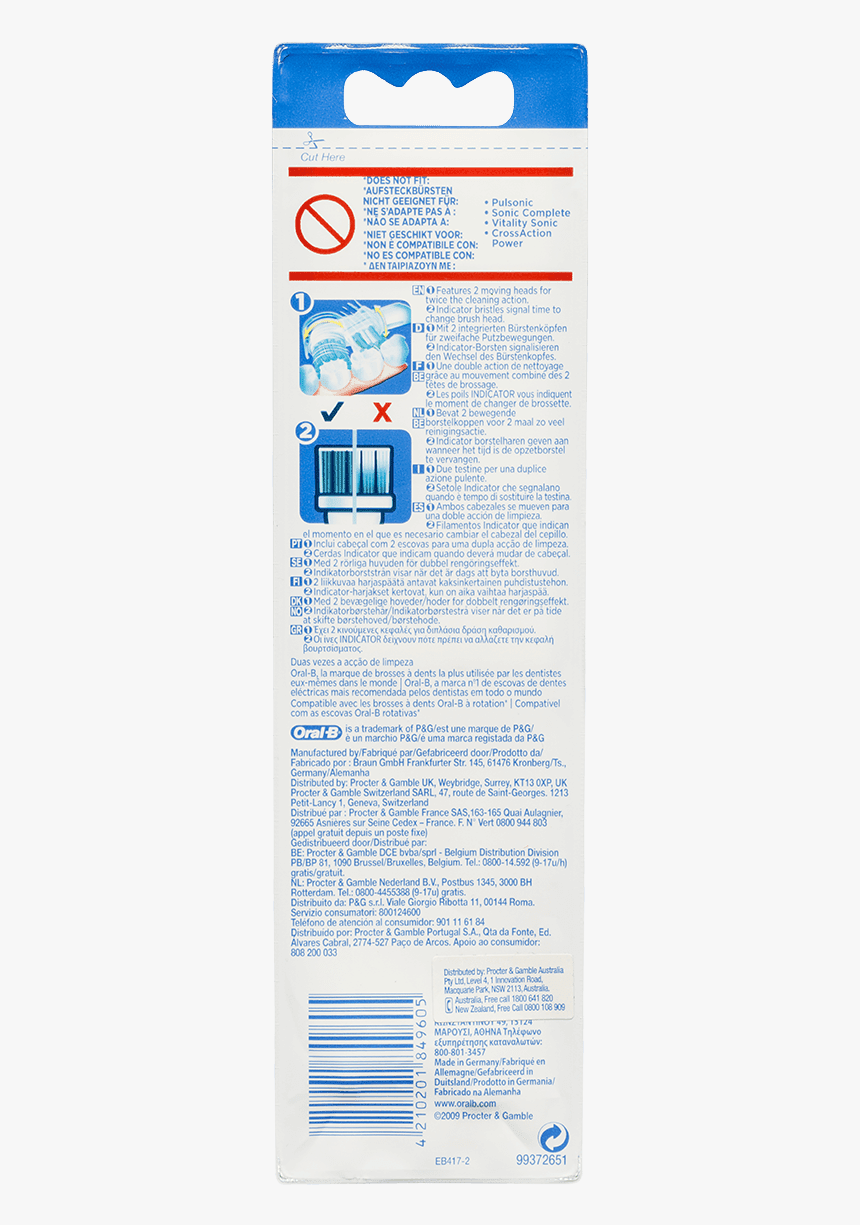 Braun Oral-b Dual Clean Replacement Brush Heads - Label, HD Png Download, Free Download