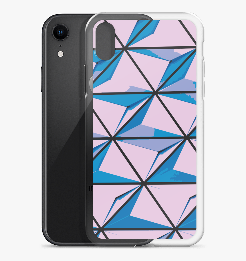 Pink Triangles Mockup Case With Phone Black Iphone - Design, HD Png Download, Free Download