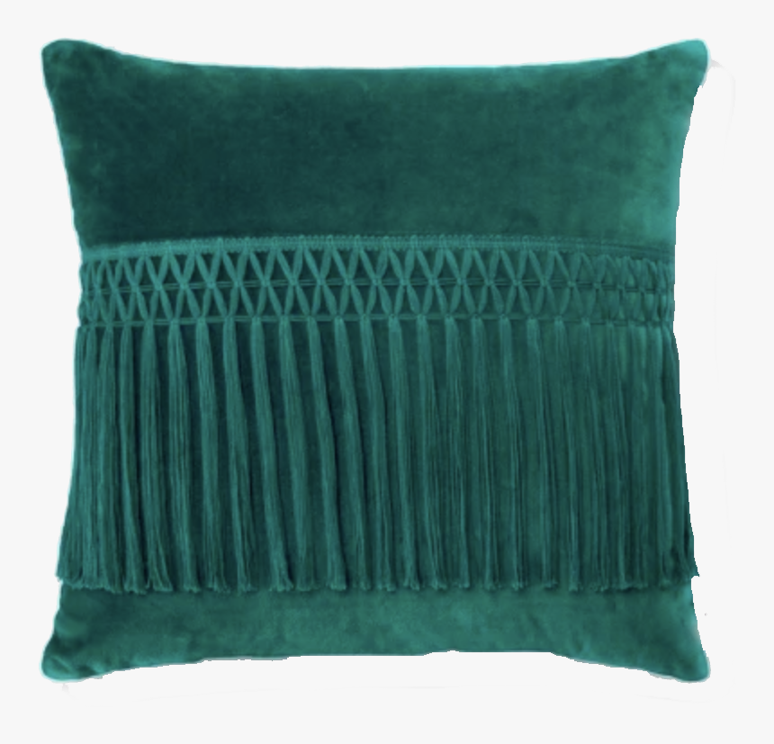 Green Fringed Pillow - Cushion, HD Png Download, Free Download