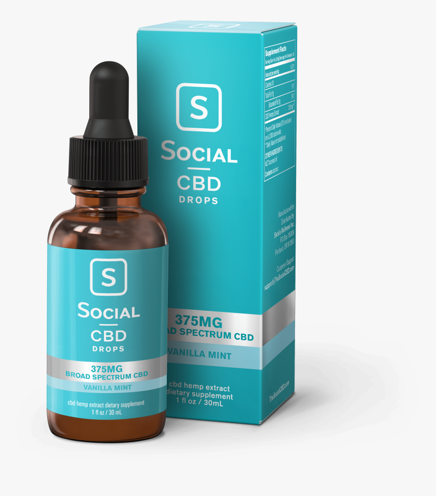 Social Cbd Broad Spectrum Drops 375mg Vanillamint - Select 1000mg Cbd Drops, HD Png Download, Free Download