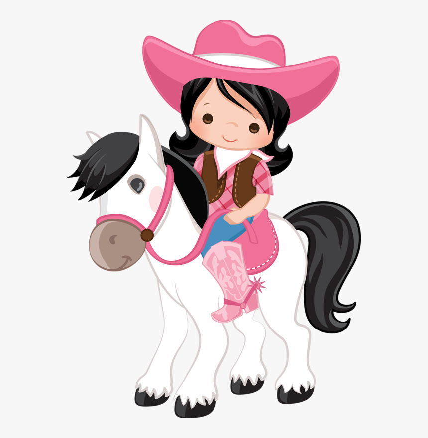 Cowgirl Cartoon With Horse, HD Png Download - kindpng