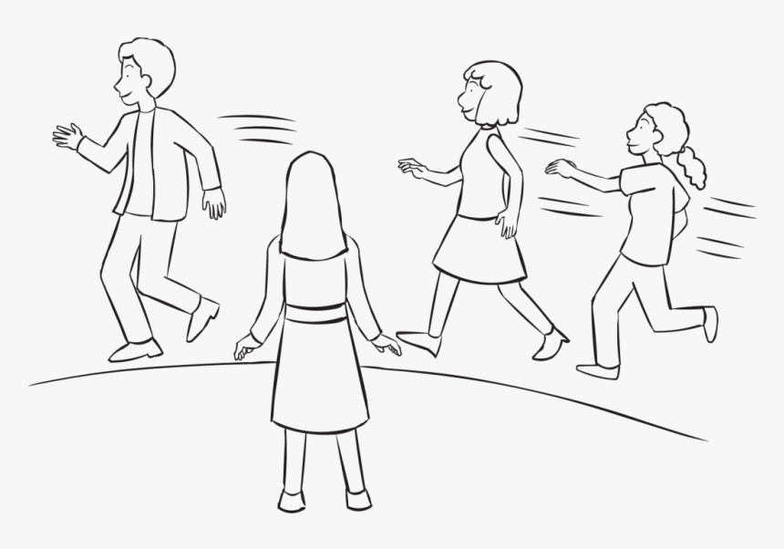 People Chasing Others Around A Circle As Part Of Energetic - Mengejar Cita Cita Cartoon, HD Png Download, Free Download