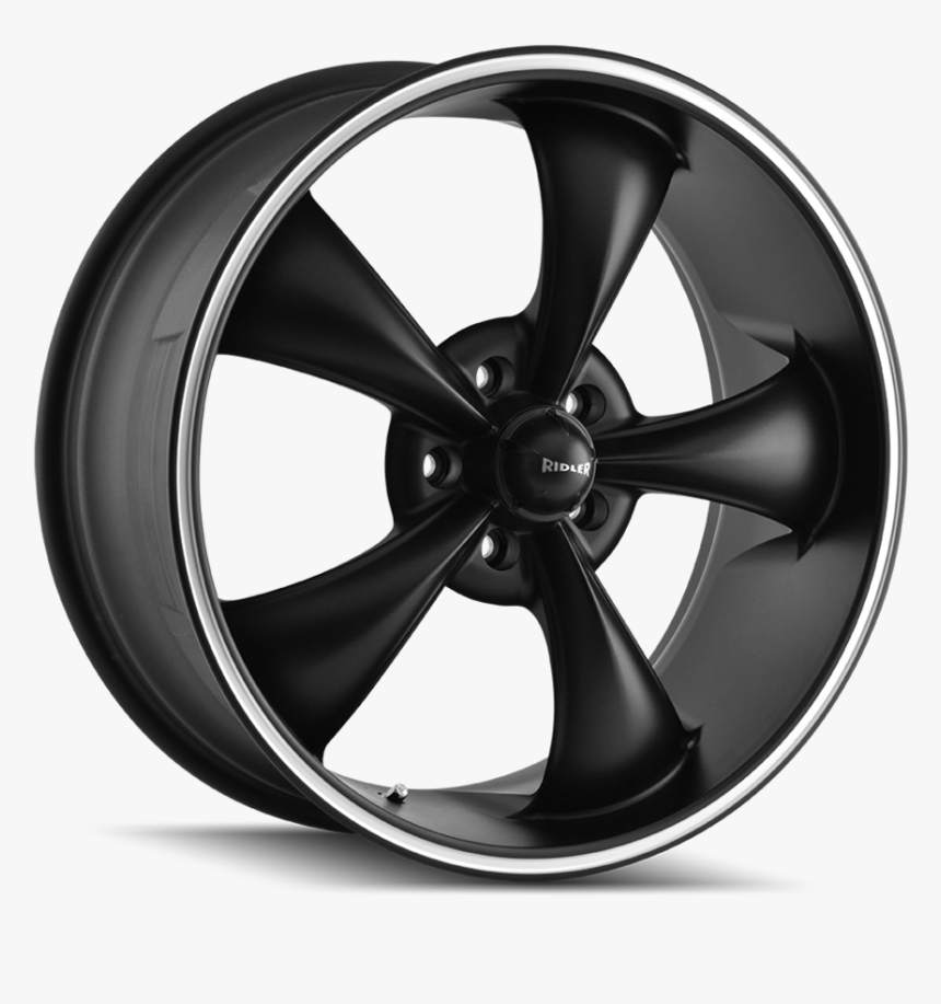 695 Matte Black W/ Machined Ring - Ridler 695 22x10 5, HD Png Download, Free Download