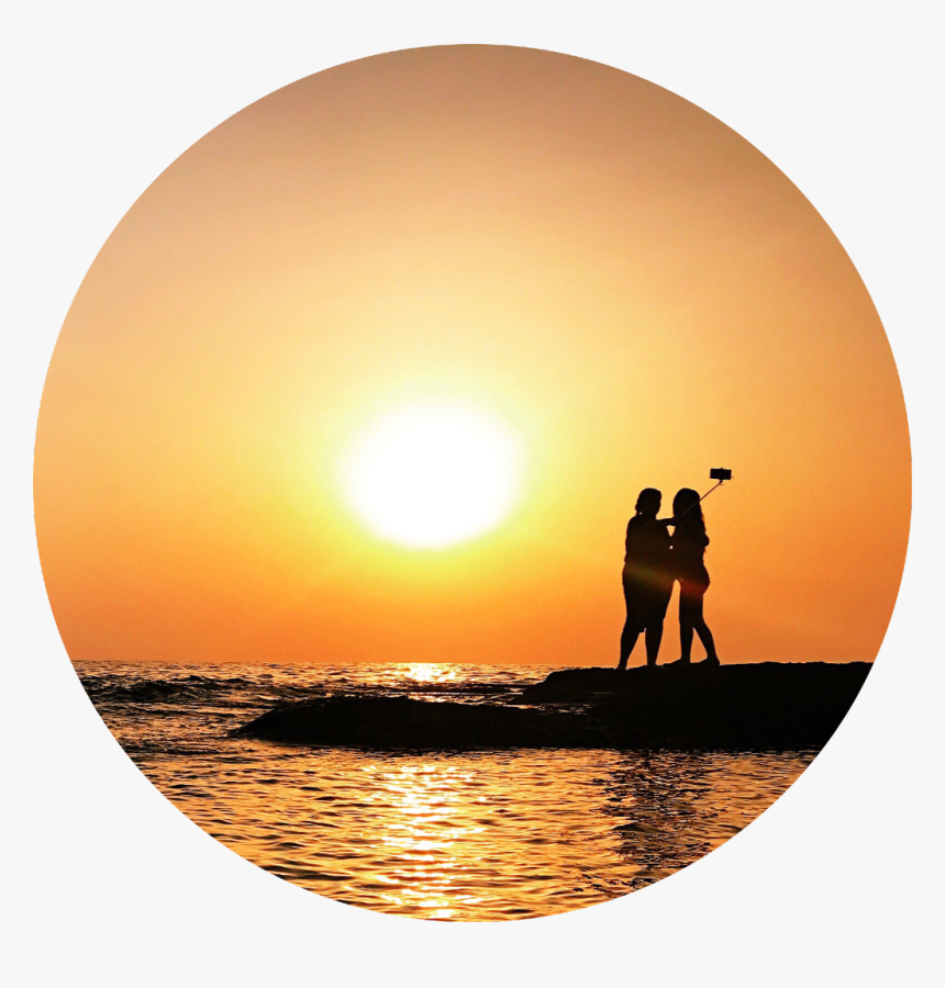 #sunset #sun #beautiful #couple #background #yellow - Silhouette, HD Png Download, Free Download