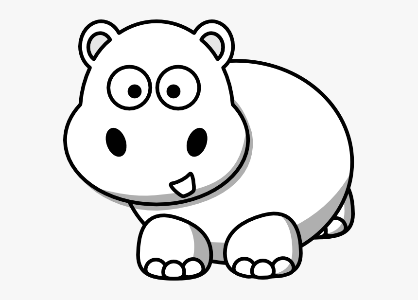 Side Hippo Outline Svg Clip Arts - Cartoon Png Black And White, Transparent Png, Free Download