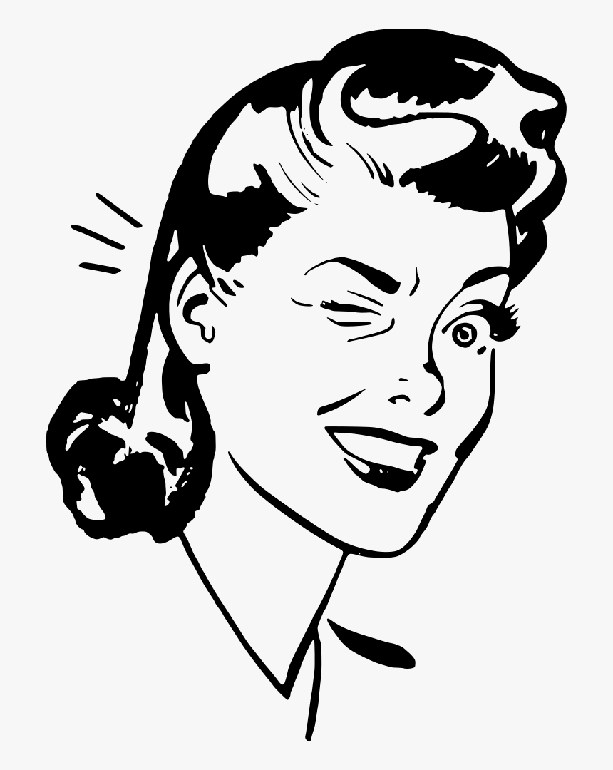 Winking Woman - Retro Woman Clipart, HD Png Download - kindpng