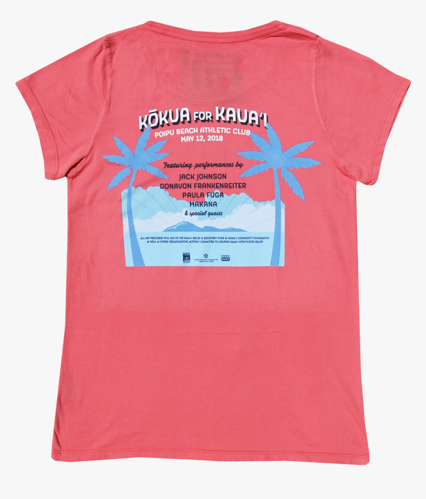 Women"s Coral Kaua"i Flood Benefit Tee , Png Download - Active Shirt, Transparent Png, Free Download