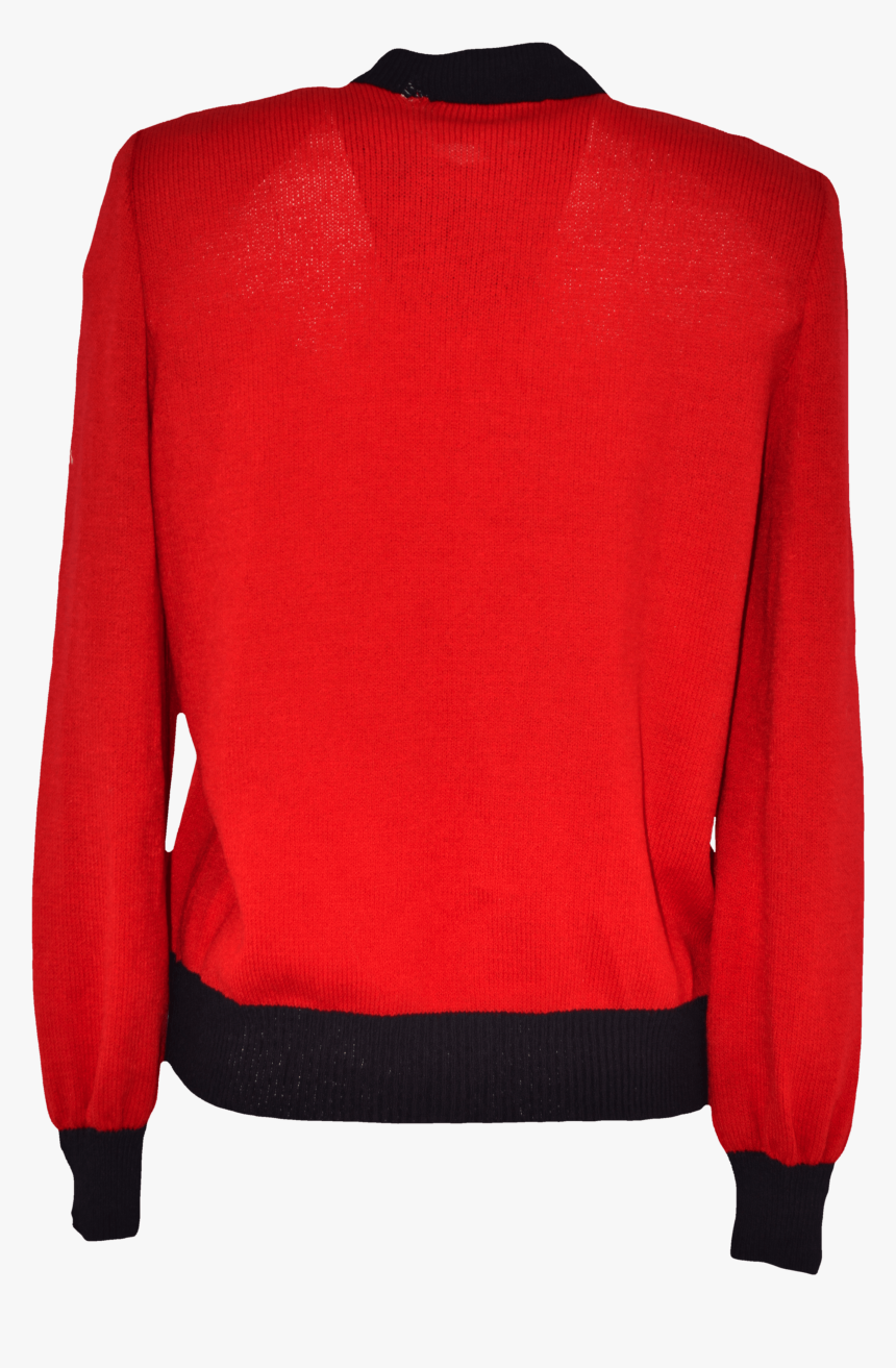 Red Cardigan With Black Trim And Gold Buttons By St - Sweater, HD Png Download, Free Download