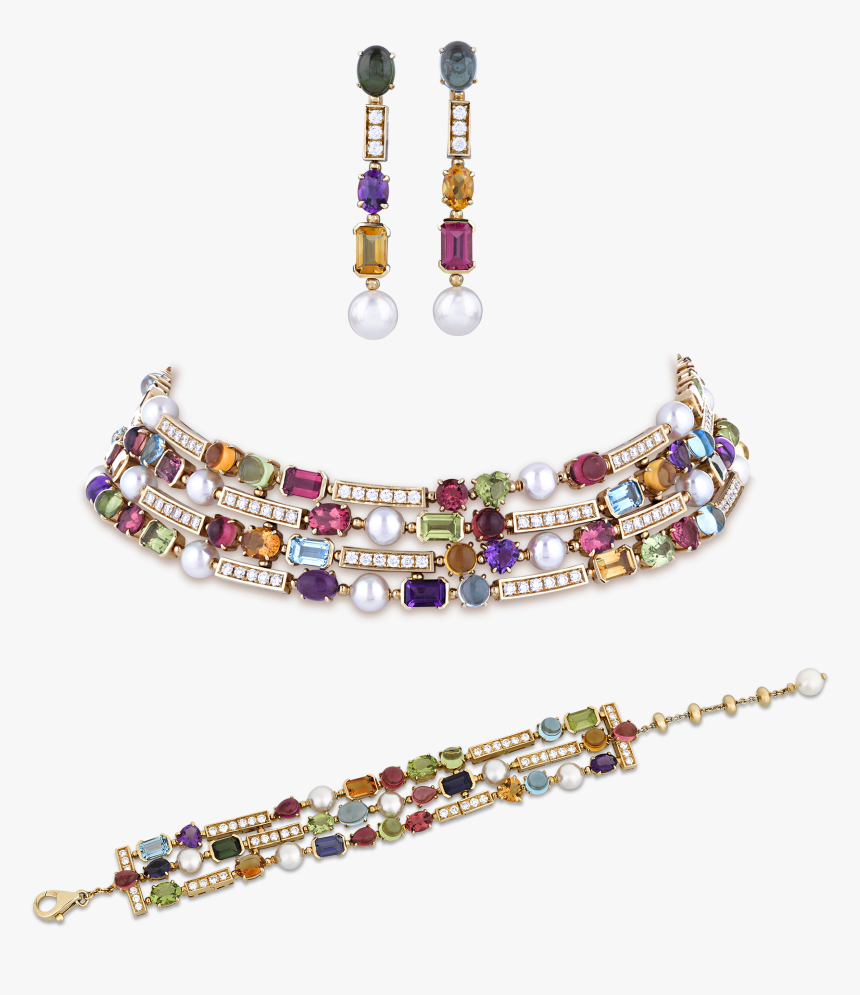 Bulgari “allegra” Multi-gemstone Jewelry Suite - Bulgari Allegra Necklace,  HD Png Download - kindpng