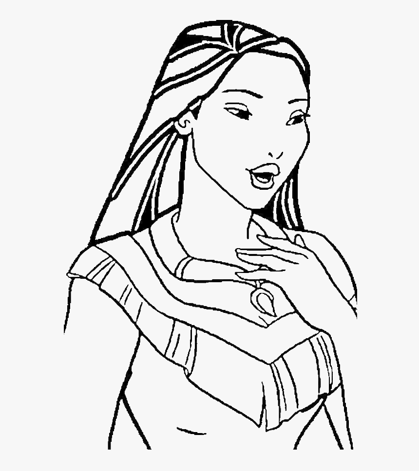 Princess Pocahontas Was Playing With Friends Coloring - Drawings Of Princess Pocahontas, HD Png Download, Free Download