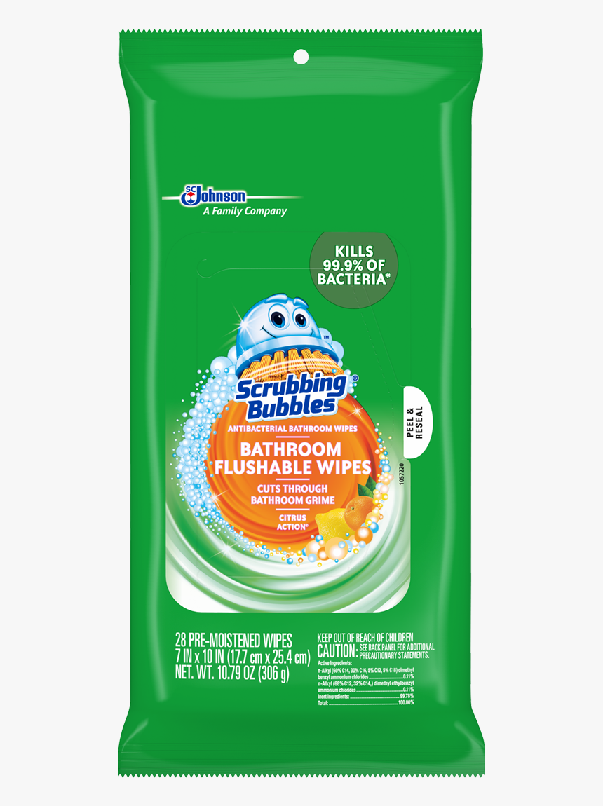 Scrubbing Bubbles Antibacterial Flushable Wipes - Scrubbing Bubbles Wipes, HD Png Download, Free Download