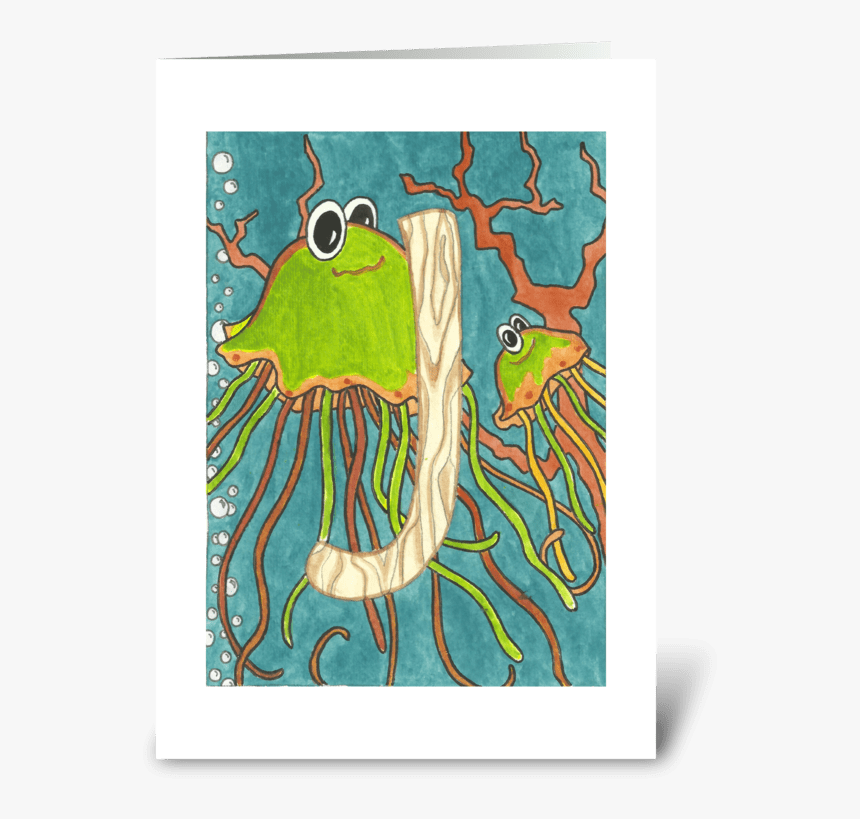 J For Jellyfish Greeting Card - Illustration, HD Png Download, Free Download