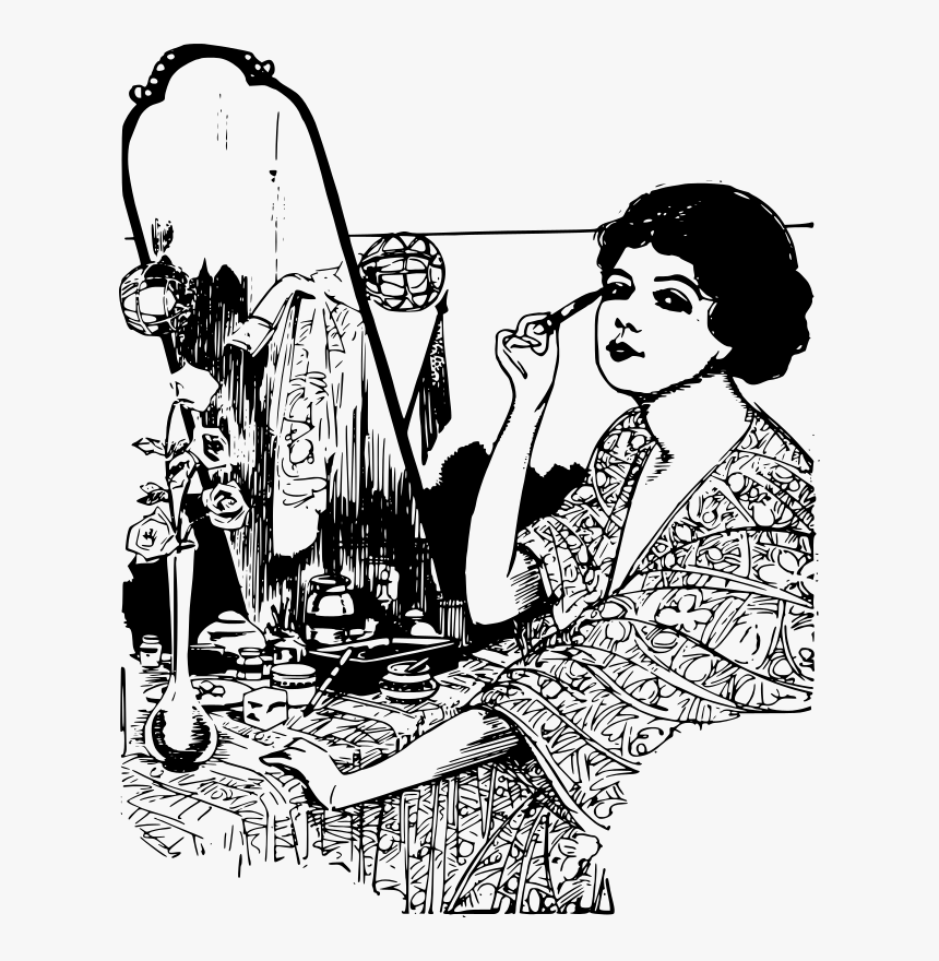 Lady Puts On Makeup - Transparent Makeup Clipart Black And White, HD Png Download, Free Download