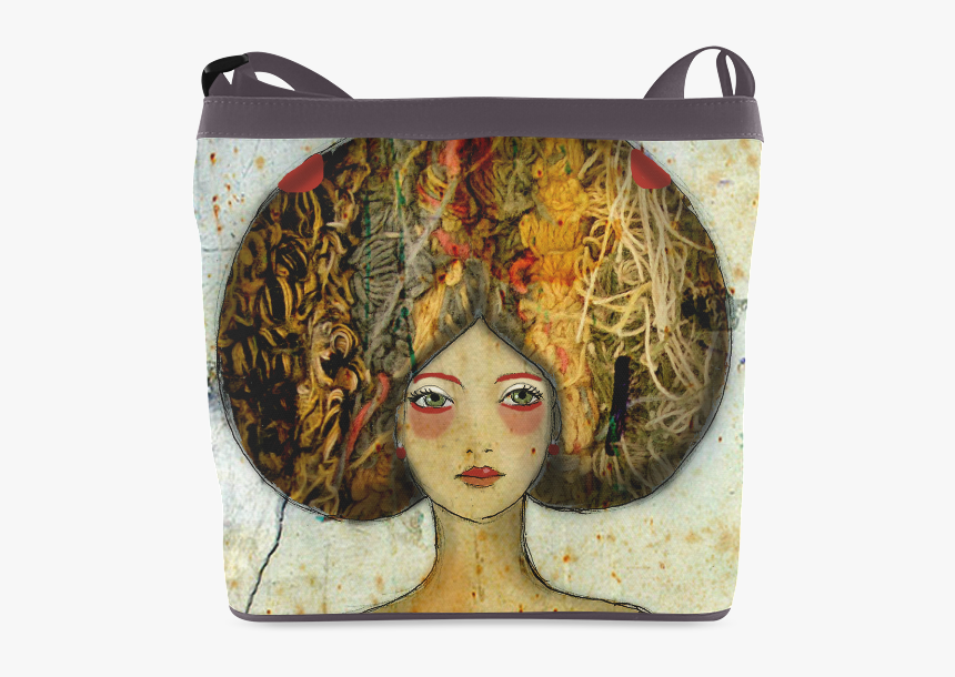 Big Hair Art Print Drawing Illustration Painting Pretty - Coin Purse, HD Png Download, Free Download