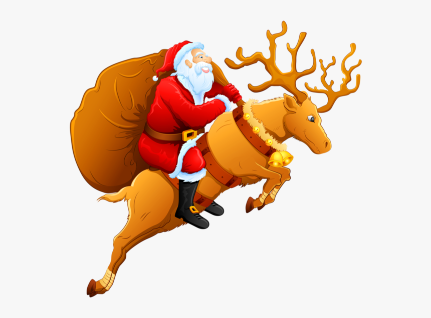 Santa On A Reindeer, HD Png Download, Free Download