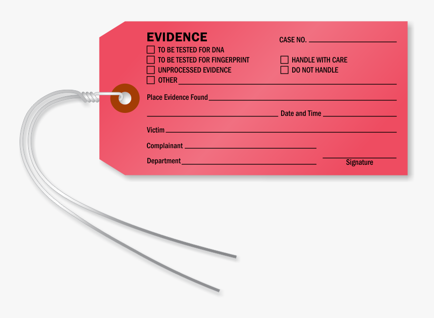 Red Evidence Identification Tag - Evidence Identification Tag, HD Png Download, Free Download