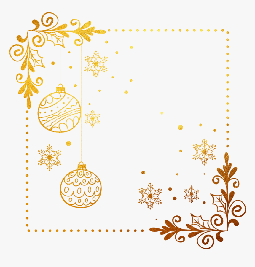 Christmas Background Frame Golden Png Images - Gold Design Christmas Background, Transparent Png, Free Download