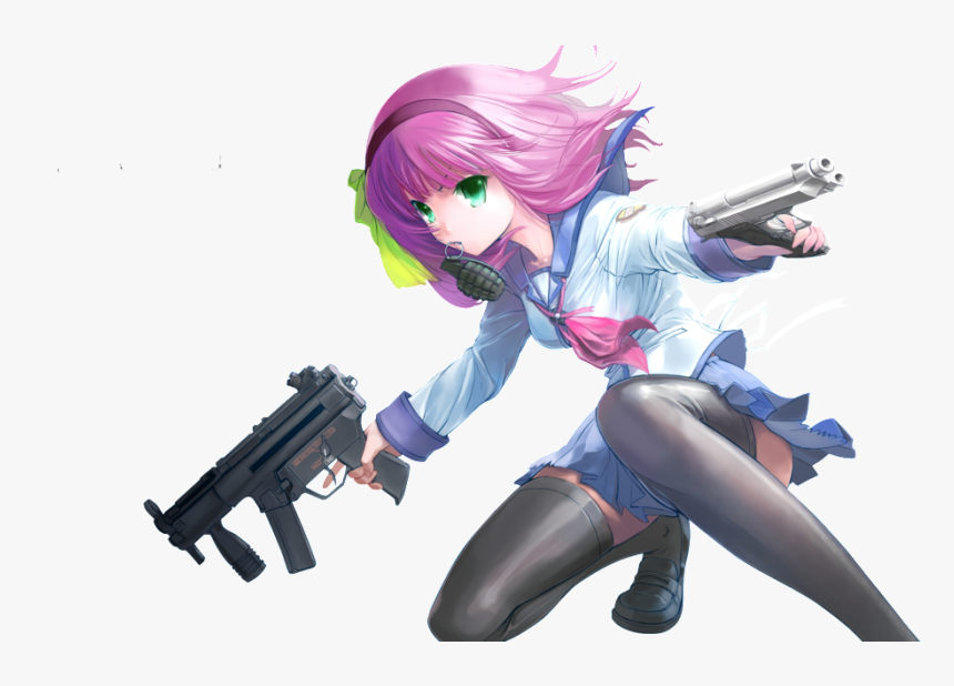 Angel Beats And Yurippe Image - Anime Girl With A Gun Png, Transparent Png, Free Download