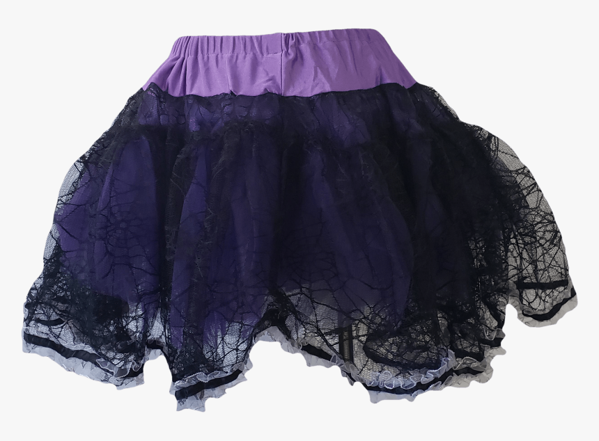 Purple Tutu With Black Lace Overlay And Pink Ruffle - Miniskirt, HD Png Download, Free Download