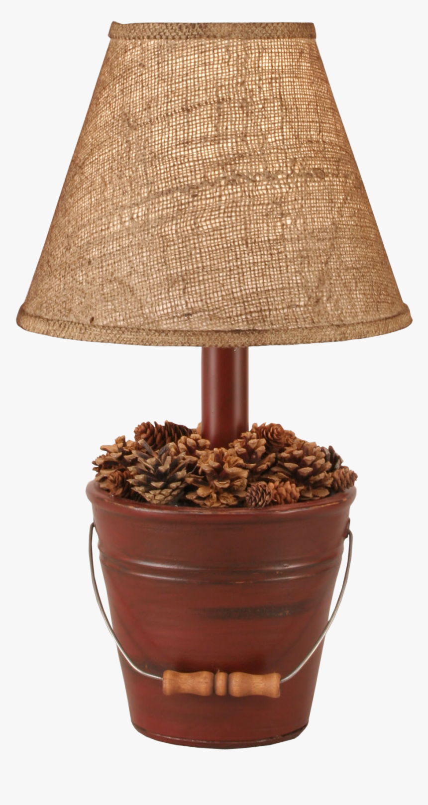 Rustic Red Bucket Pine Cones - Rustic Table Lamp, HD Png Download, Free Download