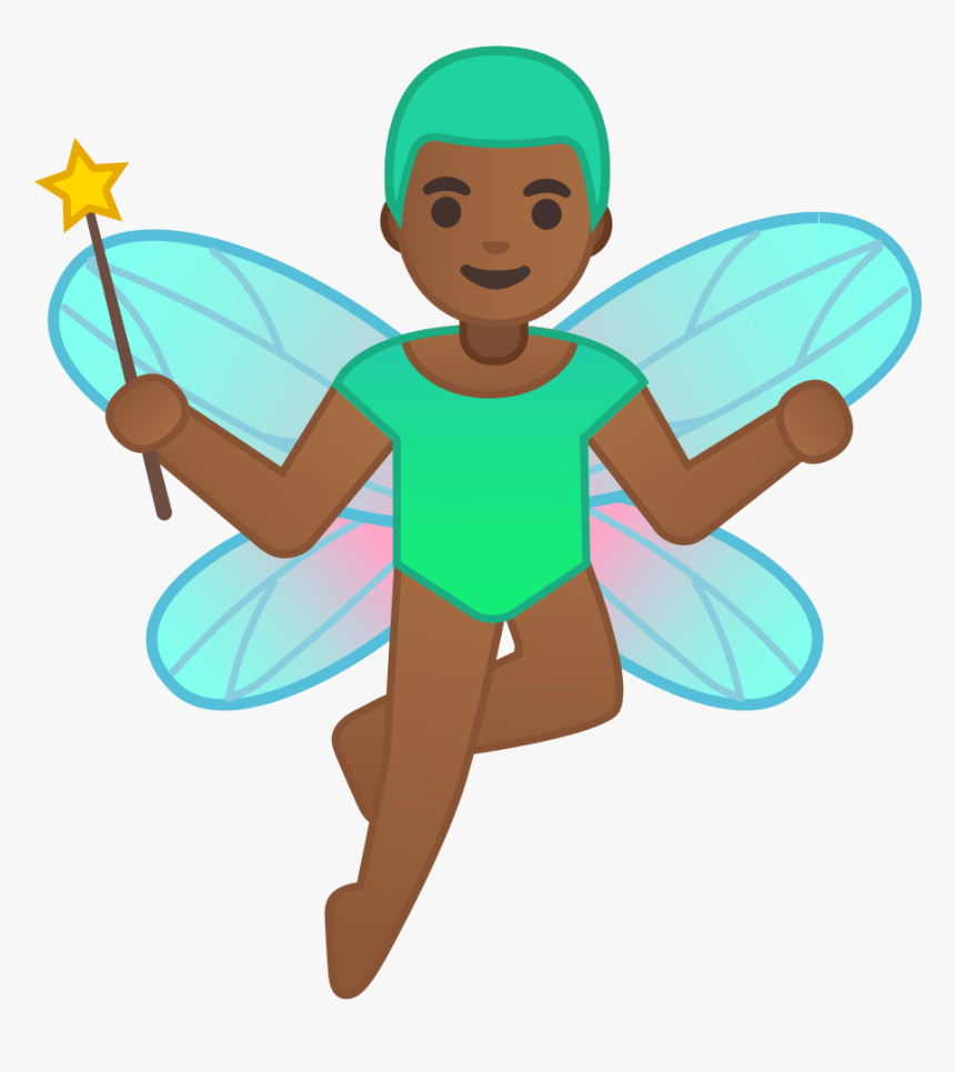 Man Fairy Medium Dark Skin Tone Icon - Cartoon Fairy Men, HD Png Download, Free Download