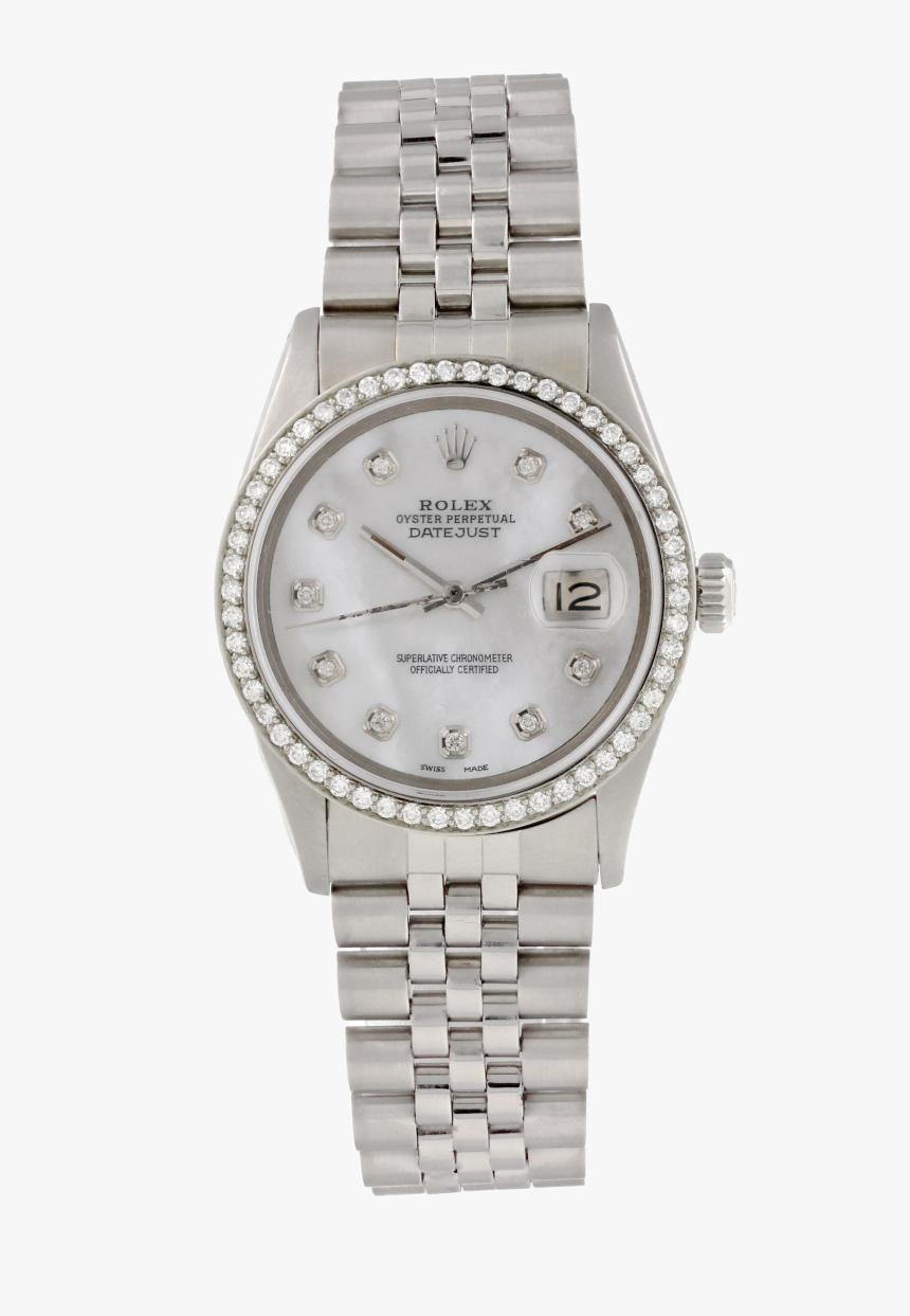 Rolex Datejust 16030 Diamond Dial And Bezel Mens Watch - Rolex Pave Black Diamond Dial, HD Png Download, Free Download