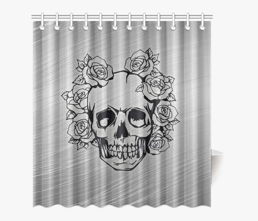 Skull With Roses Shower Curtain 69"x72" - Shower Curtain, HD Png Download, Free Download