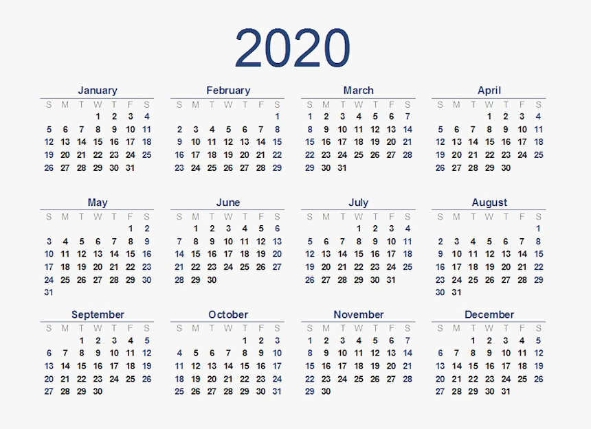 2020 Desk Calendar Printable, HD Png Download - kindpng