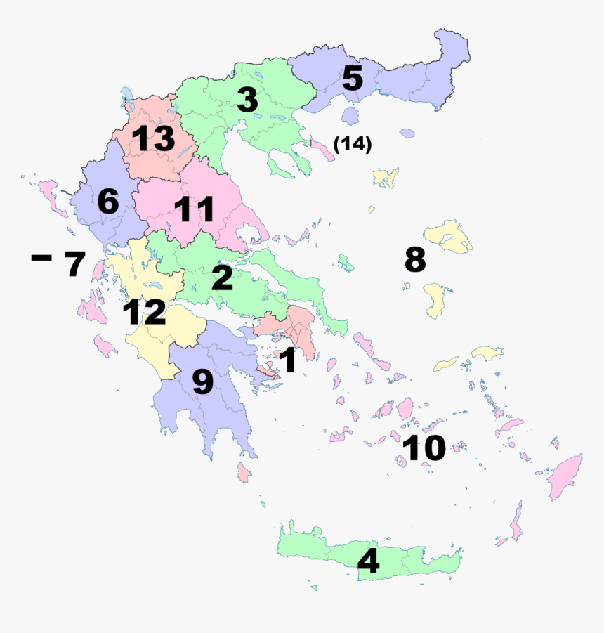 1022px-peripheries Of Greece Numbered, HD Png Download, Free Download