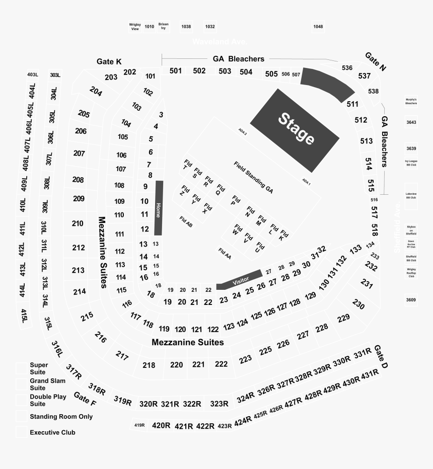 Wrigley Field Seating Map Hella Mega Tour Wrigley Seating Chart, Hd Png Download - Kindpng