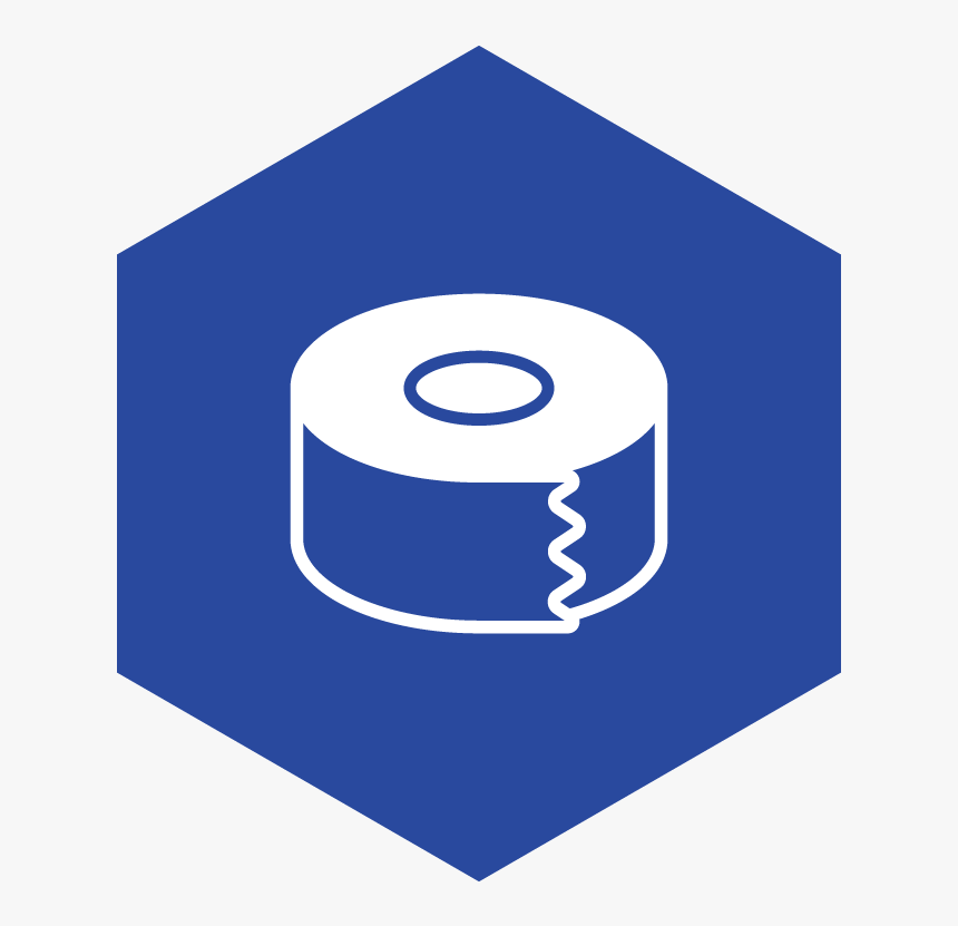 Solid White Tape Roll Icon Over Solid Blue Polygon - Seal Tape Icon, HD Png Download, Free Download