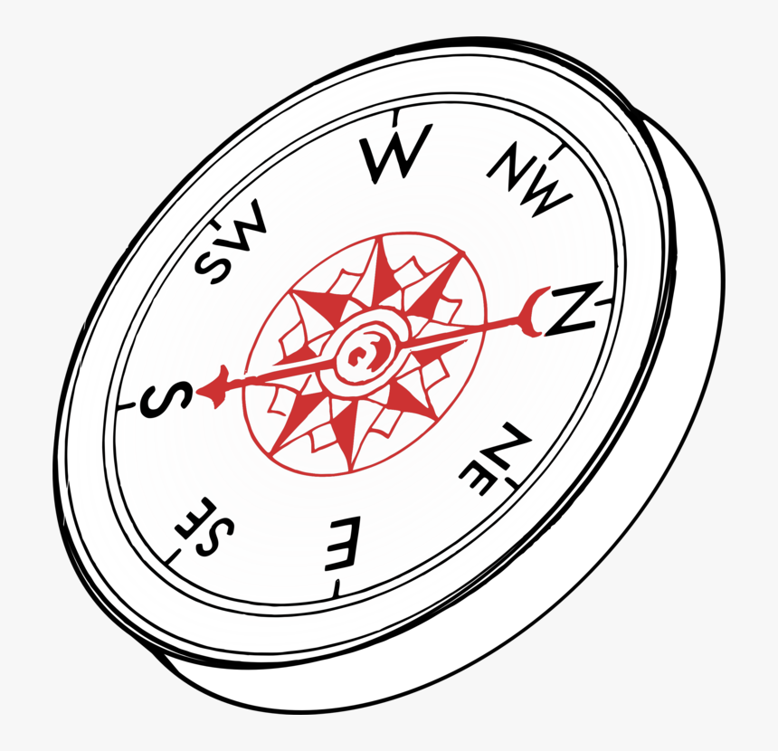 Line Art,clock,area - Compass, HD Png Download, Free Download