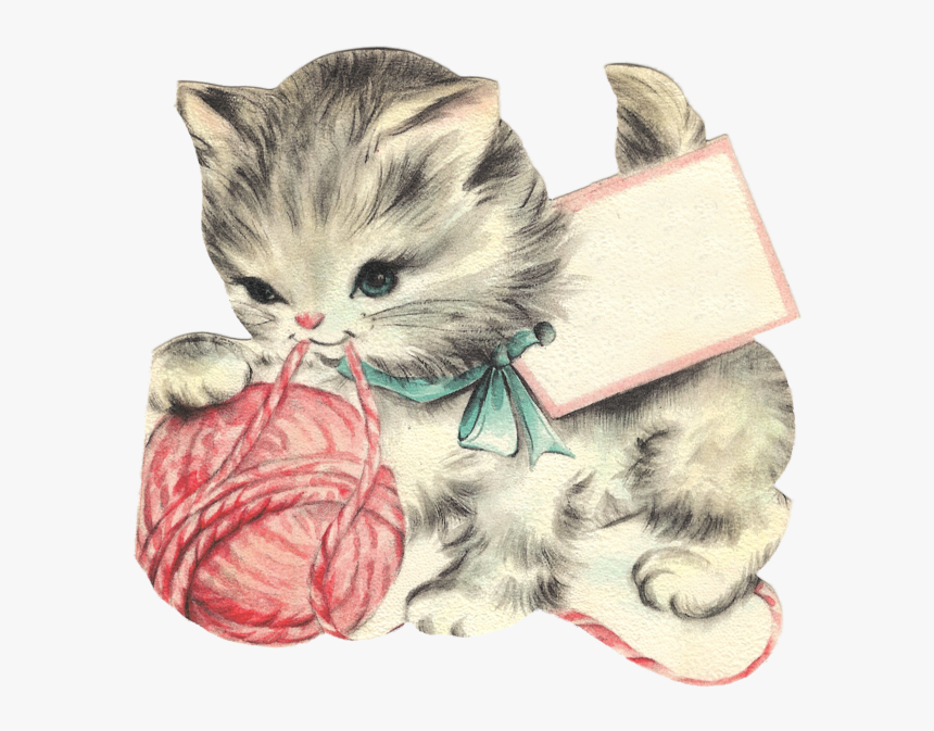 Vintage Kitten Clipart, HD Png Download, Free Download