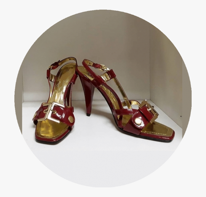 Red Patent Leather Sandals With Gold - Basic Pump, HD Png Download, Free Download